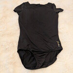 Justice Girls Black Short-Sleeve Leotard with Bow Back